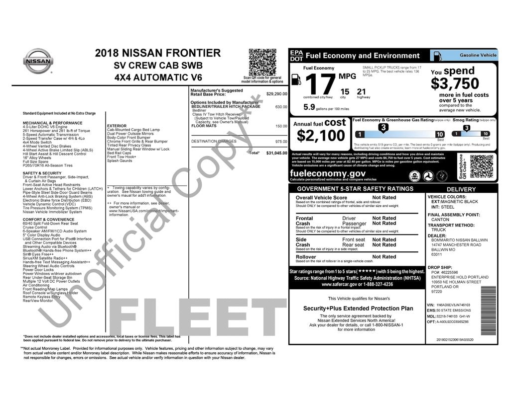 Used 2018 Nissan Frontier SV Truck Crew Cab