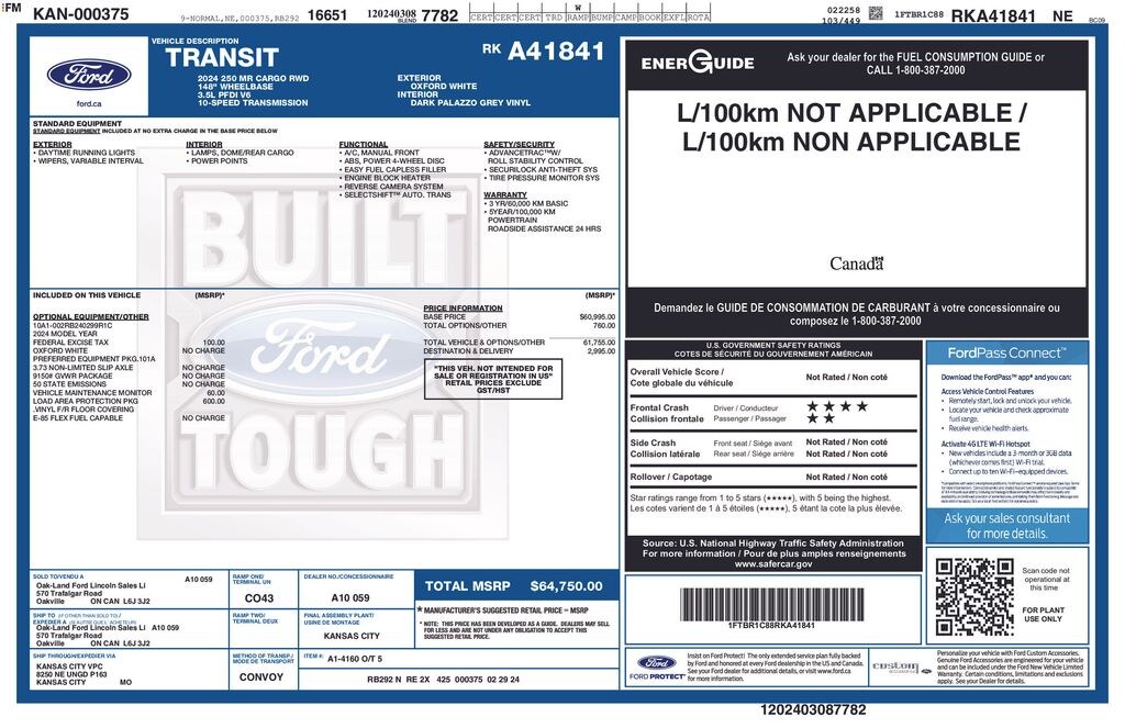 Used 2024 Ford Transit-250 Cargo Base Van Medium Roof Van