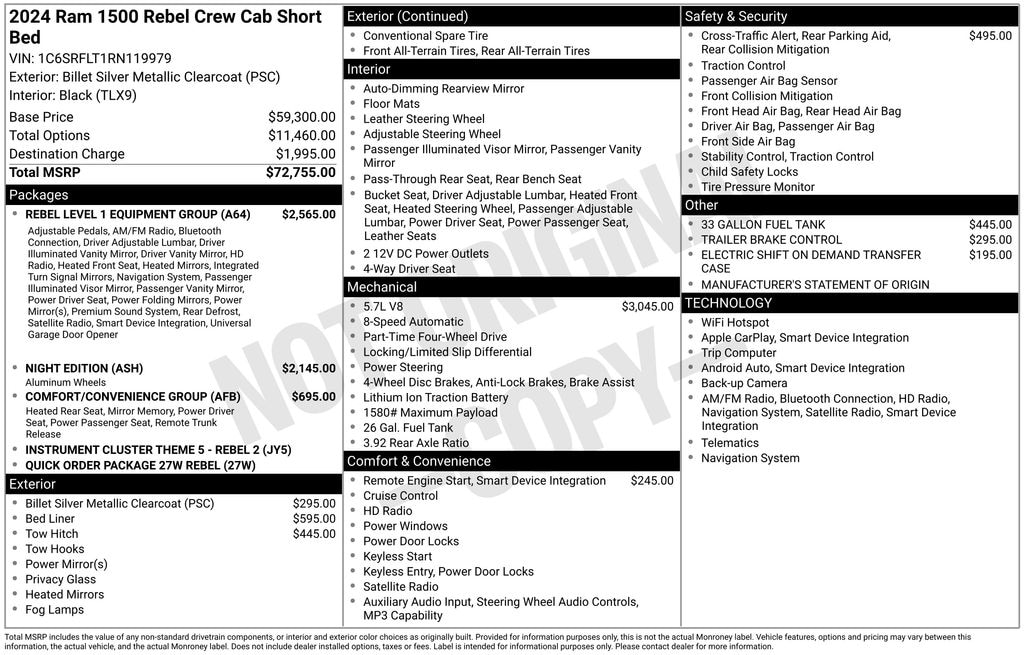 Used 2024 Ram 1500 Rebel Truck Crew Cab