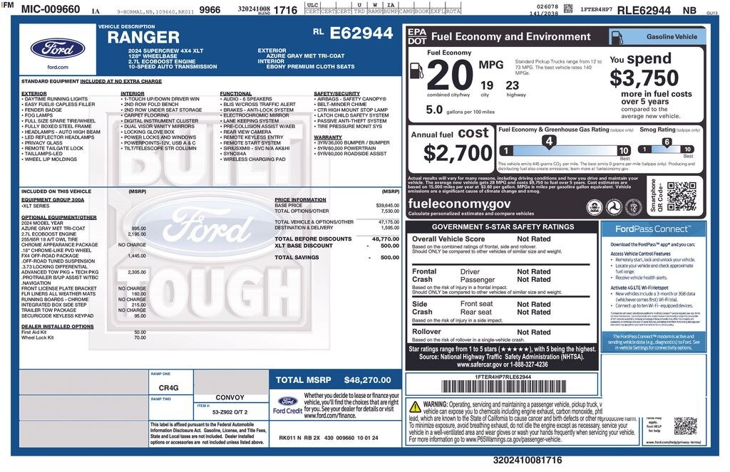 Used 2024 Ford Ranger XLT Truck SuperCrew