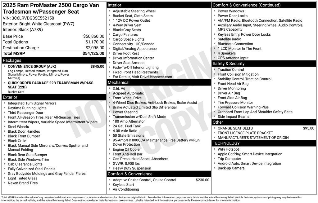 Used 2025 Ram ProMaster 2500 High Roof Van Cargo Van