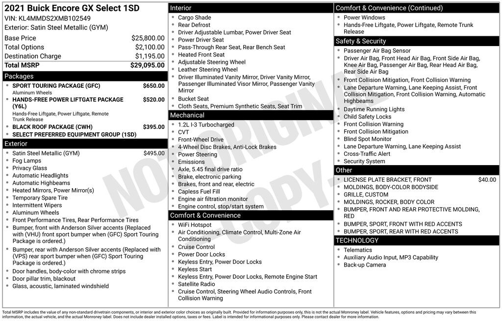 Used 2021 Buick Encore GX Select SUV