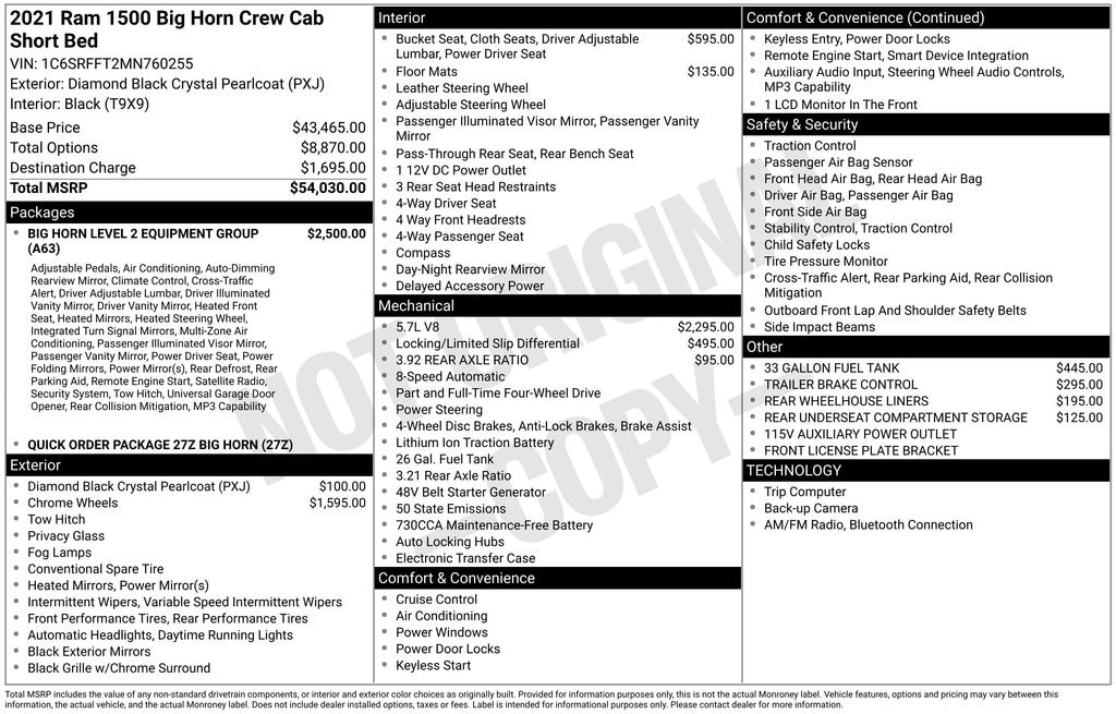Used 2021 Ram 1500 Big Horn/Lone Star Truck Crew Cab