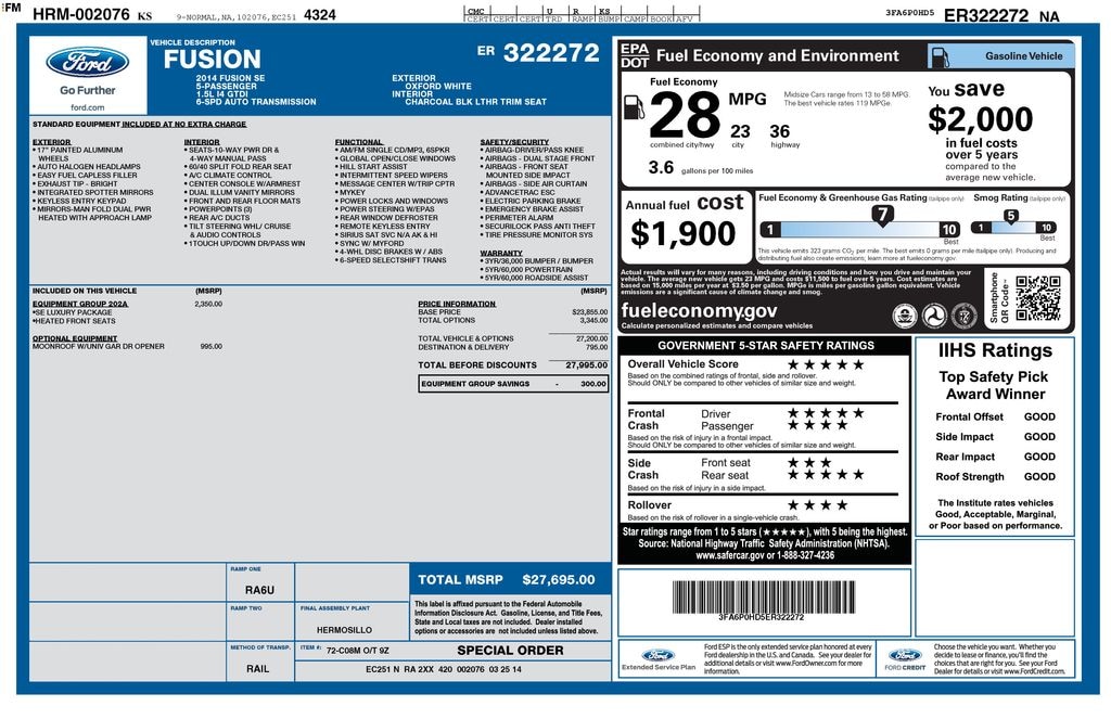 Used 2014 Ford Fusion SE Sedan