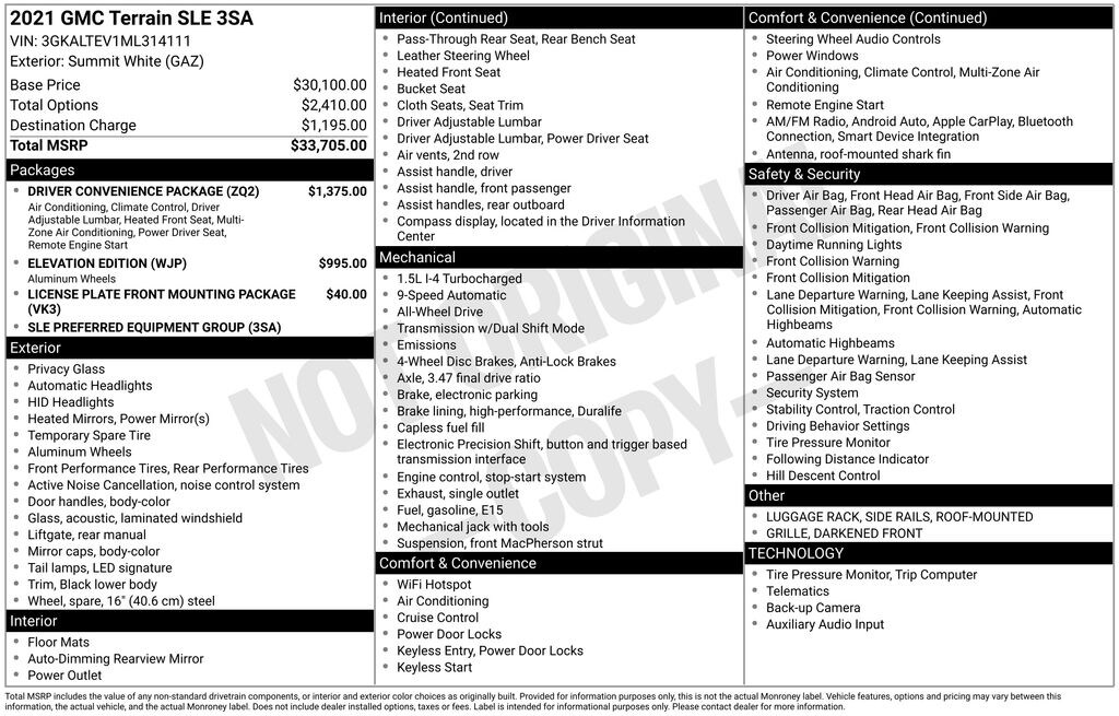 Used 2021 GMC Terrain SLE SUV
