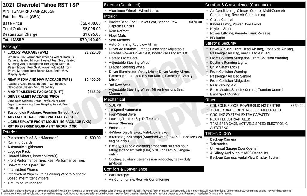 Used 2021 Chevrolet Tahoe RST SUV