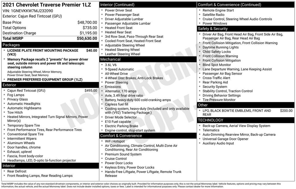 Used 2021 Chevrolet Traverse Premier SUV