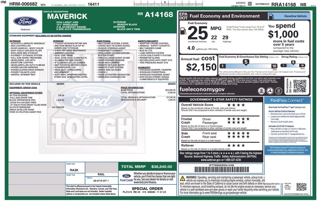 Used 2024 Ford Maverick Lariat Truck SuperCrew