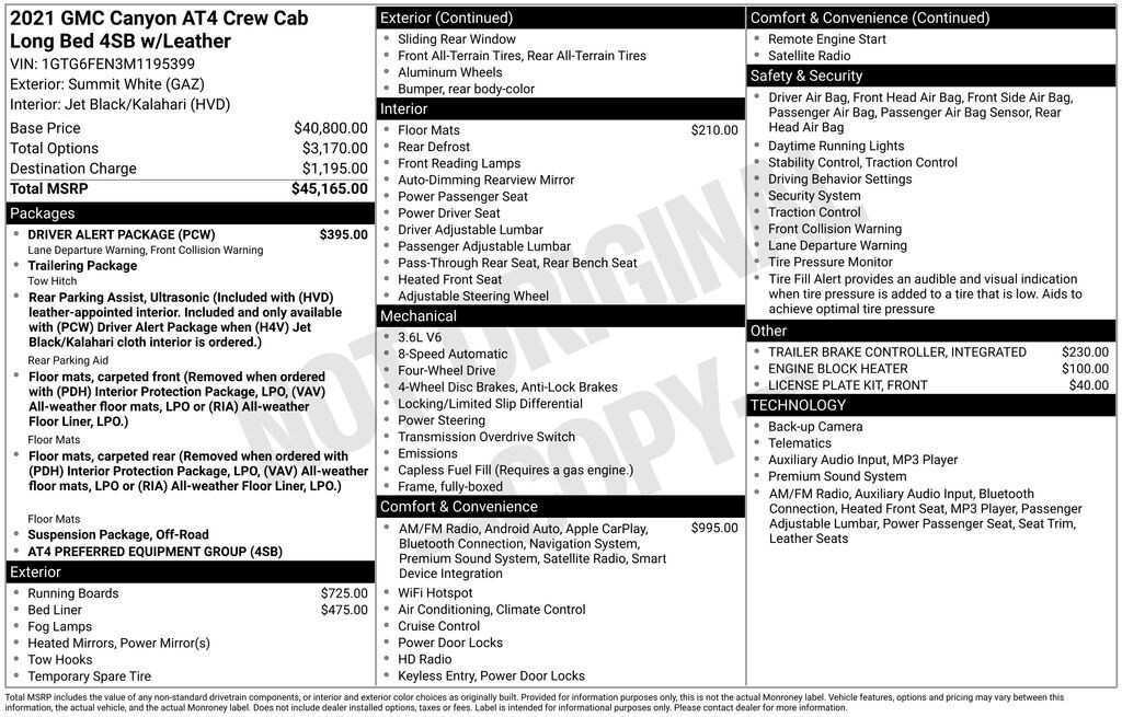 Used 2021 GMC Canyon AT4 w/Leather Truck Crew Cab