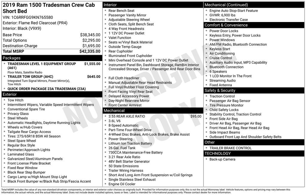 Used 2019 Ram 1500 Tradesman Truck Crew Cab