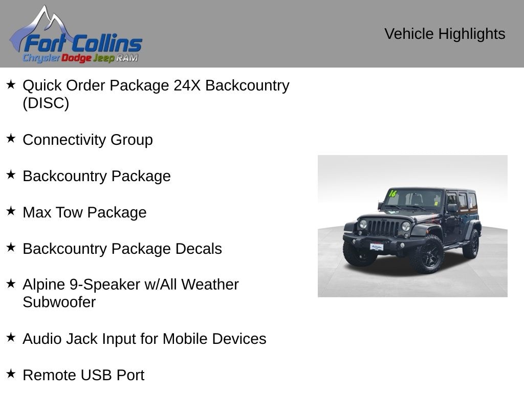 Used 2016 Jeep Wrangler JK Unlimited Unlimited Sahara SUV