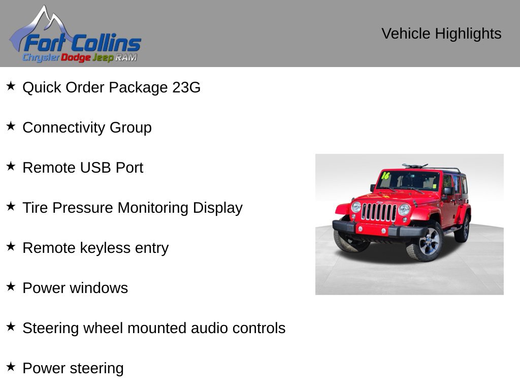 Used 2016 Jeep Wrangler JK Unlimited Unlimited Sahara SUV