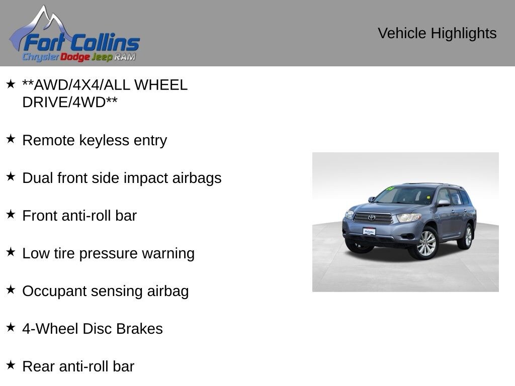 Used 2008 Toyota Highlander Hybrid Base SUV