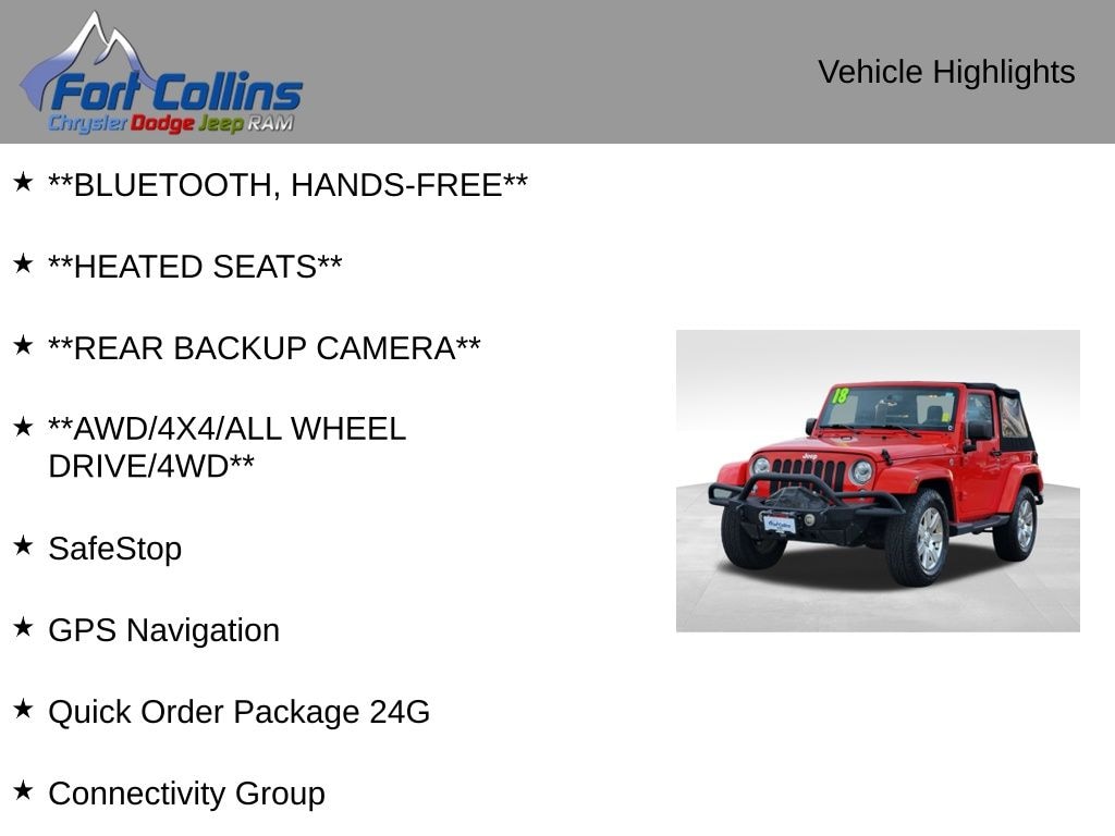 Used 2018 Jeep Wrangler JK Sahara SUV