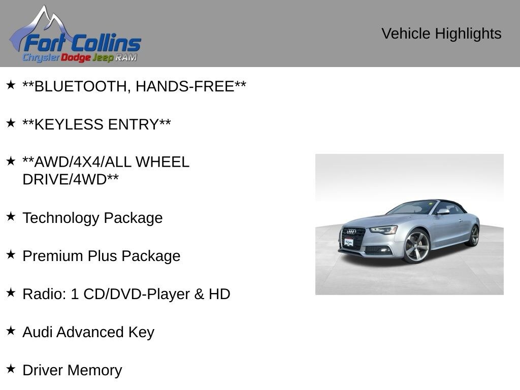 Used 2016 Audi A5 2.0T Premium Plus Convertible