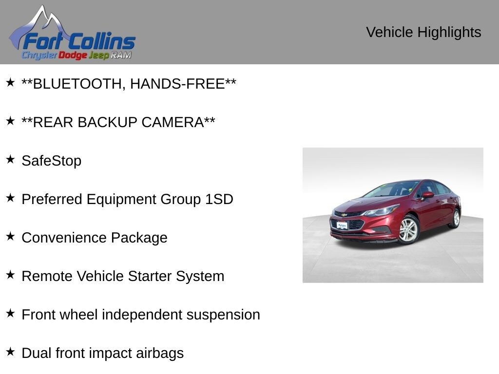 Used 2016 Chevrolet Cruze LT Sedan