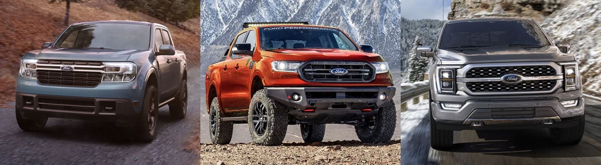 2022 Ford Maverick vs 2022 Ford Ranger vs 2022 Ford F-150
