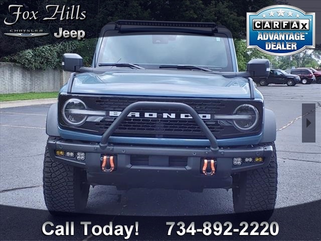 Used 2022 Ford Bronco 4-Door Wildtrak with VIN 1FMEE5DP2NLA82973 for sale in Plymouth, MI