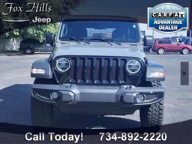 Certified 2021 Jeep Wrangler Unlimited Willys with VIN 1C4HJXDNXMW593531 for sale in Plymouth, MI