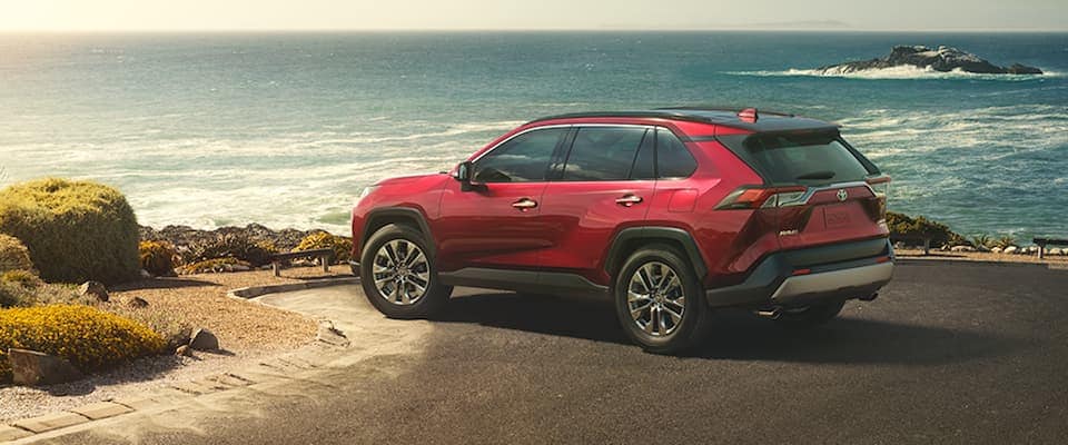 2019 Toyota RAV4 A red 2019 Toyota RAV4 overlooking the ocean