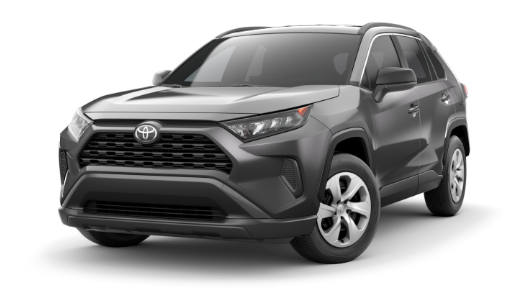 A silver 2019 Toyota RAV4 LE