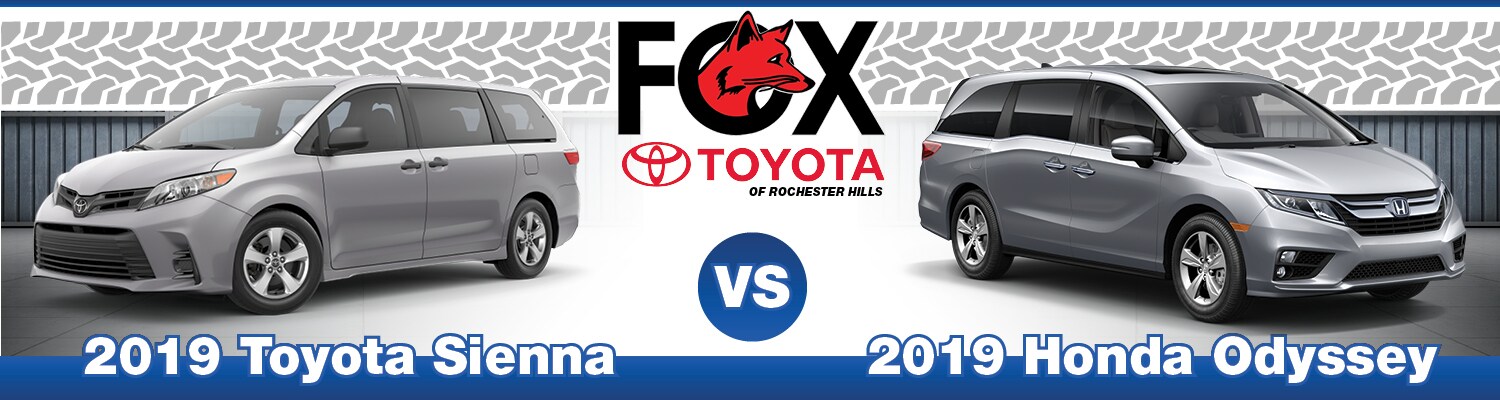 2019 Toyota Sienna vs. Honda Odyssey A comparison of the 2019 Toyota Sienna & Honda Odyssey