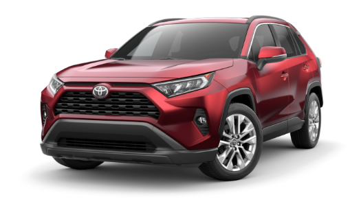 A red 2019 Toyota RAV4 XLE Premium