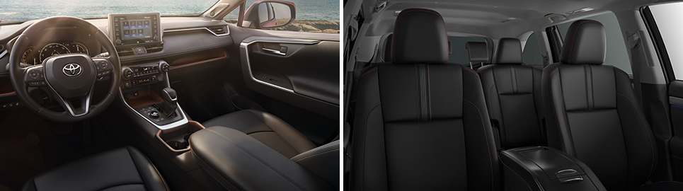 The dashboard on the 2019 Toyota RAV4 & the seating arrangement on the Toyota Highlander