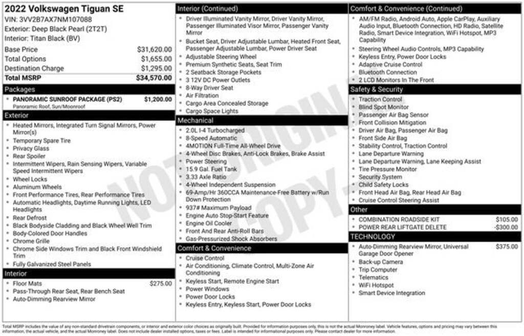 Used 2022 Volkswagen Tiguan 2.0T SE Sport Utility
