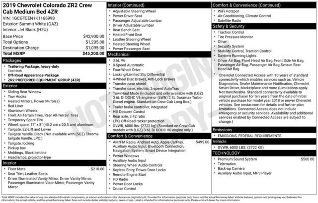 Used 2019 Chevrolet Colorado ZR2 Truck