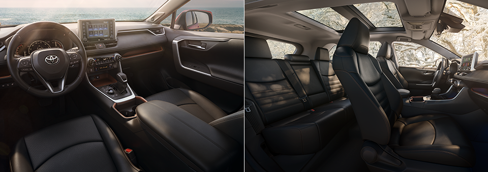 2019 Toyota RAV4 Interior The dashboard and seating arrangement in the 2019 Toyota RAV4