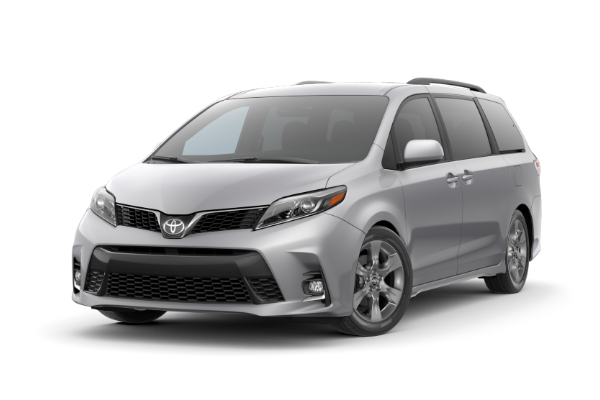 A silver 2019 Toyota Sienna SE