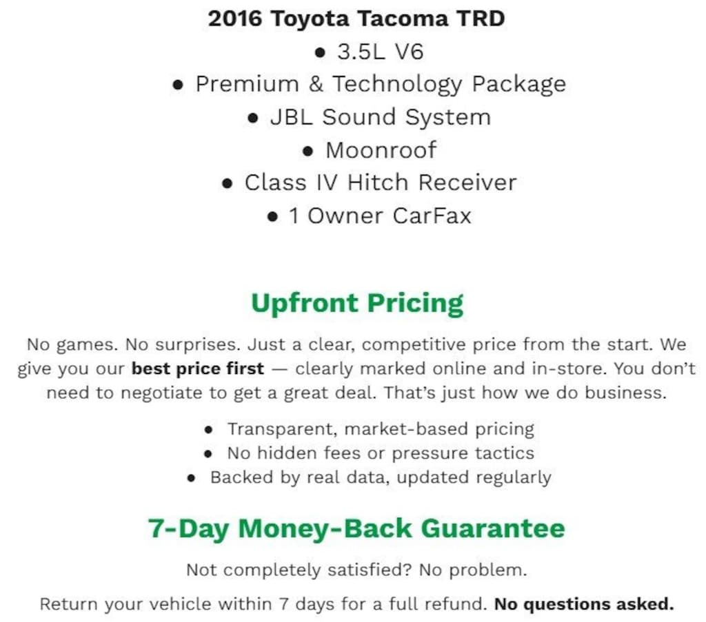 Used 2016 Toyota Tacoma Truck Double Cab