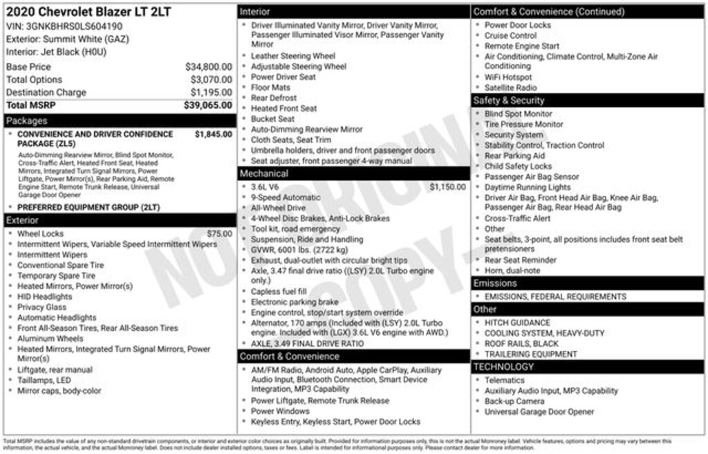 Used 2020 Chevrolet Blazer LT w/2LT SUV