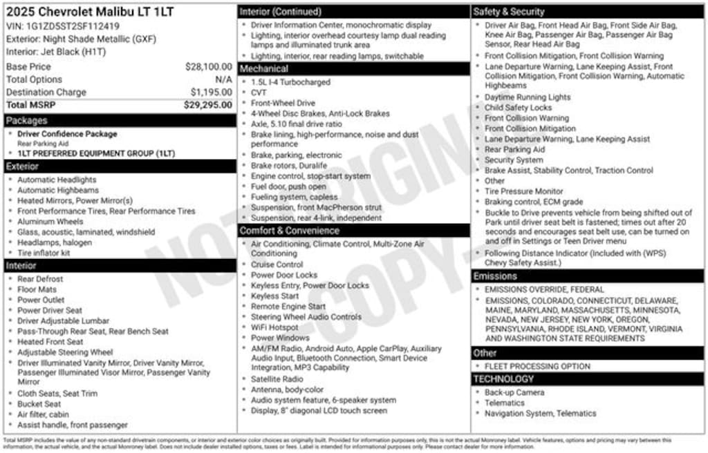 Used 2025 Chevrolet Malibu 1LT Sedan