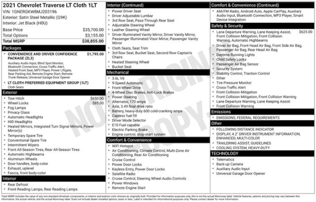 Used 2021 Chevrolet Traverse LT Cloth w/1LT SUV