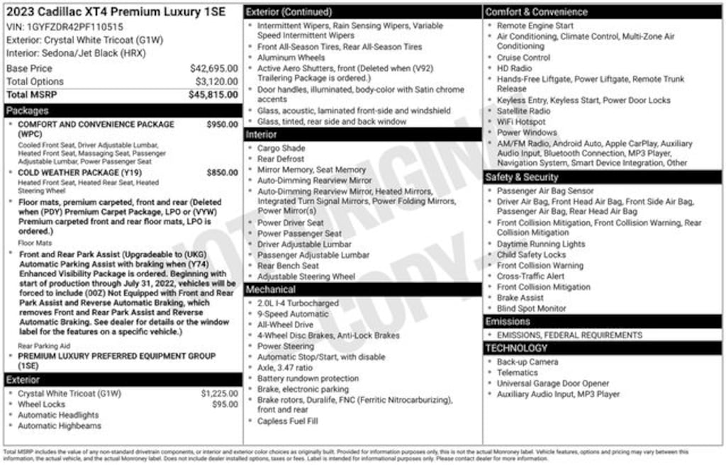 Used 2023 CADILLAC XT4 Premium Luxury SUV