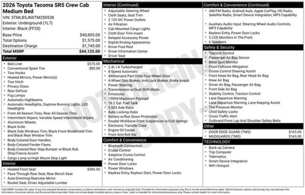 New 2026 Toyota Tacoma SR5 4X4 DOUBLE CAB