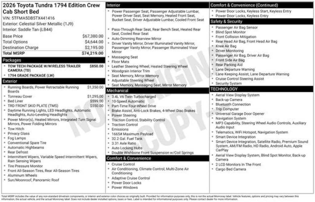 New 2026 Toyota Tundra 1794 Edition 1794 ED. CREWMAX 5.5