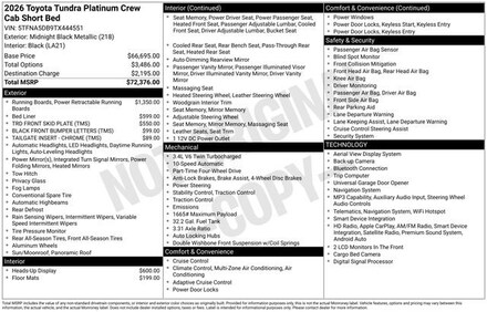 2026 Toyota Tundra Platinum PLATINUM CREWMAX 5.5