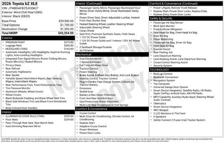 2026 Toyota bZ XLE XLE AWD