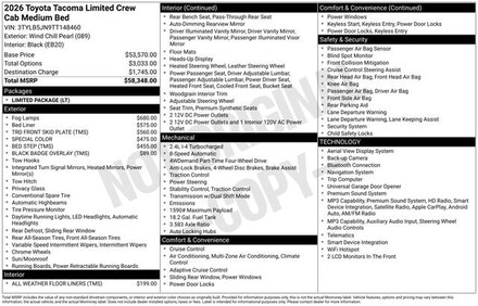 2026 Toyota Tacoma Limited 4X4 DOUBLE CAB