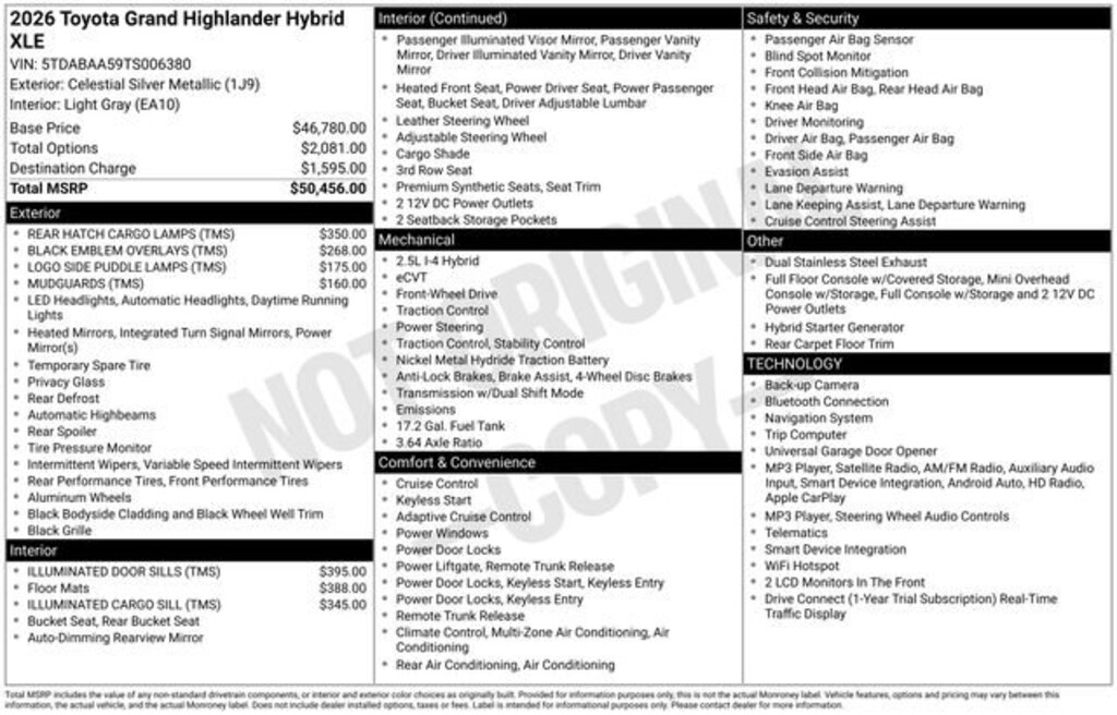 New 2026 Toyota Grand Highlander Hybrid XLE XLE HYBRID FWD