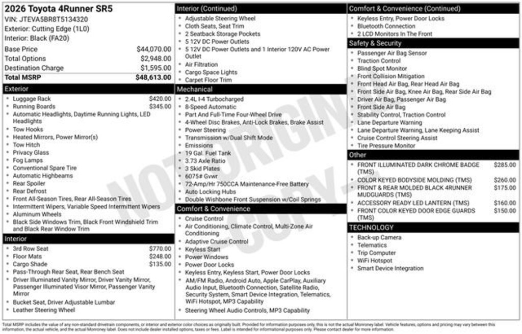 New 2026 Toyota 4Runner SR5 4WD SR5