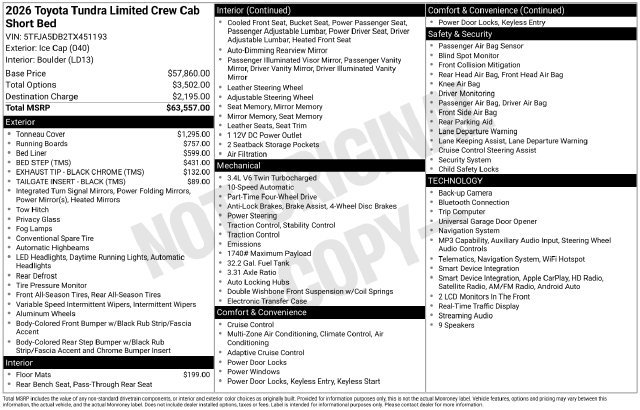 New 2026 Toyota Tundra Limited LIMITED CREWMAX 5.5