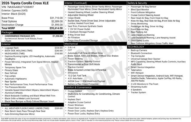 2026 Toyota Corolla Cross XLE XLE - AWD