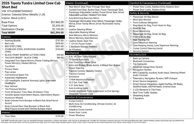 New 2026 Toyota Tundra Limited LIMITED CREWMAX 5.5
