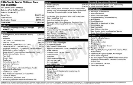 2026 Toyota Tundra Platinum PLATINUM CREWMAX 5.5