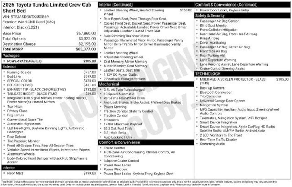 New 2026 Toyota Tundra Limited LIMITED CREWMAX 5.5