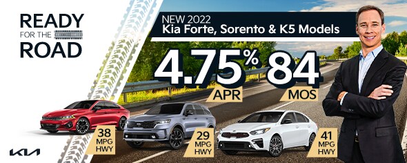 New 2022 Kia Forte, Sorento, & K5 Models 4.75% APR up to 84mos